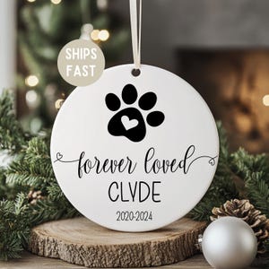 Personalized Pet Memorial Ornament, Dog Christmas Ornament, Personalized Rainbow Bridge Ornament, Custom Dog Name Pet Memory Ornament