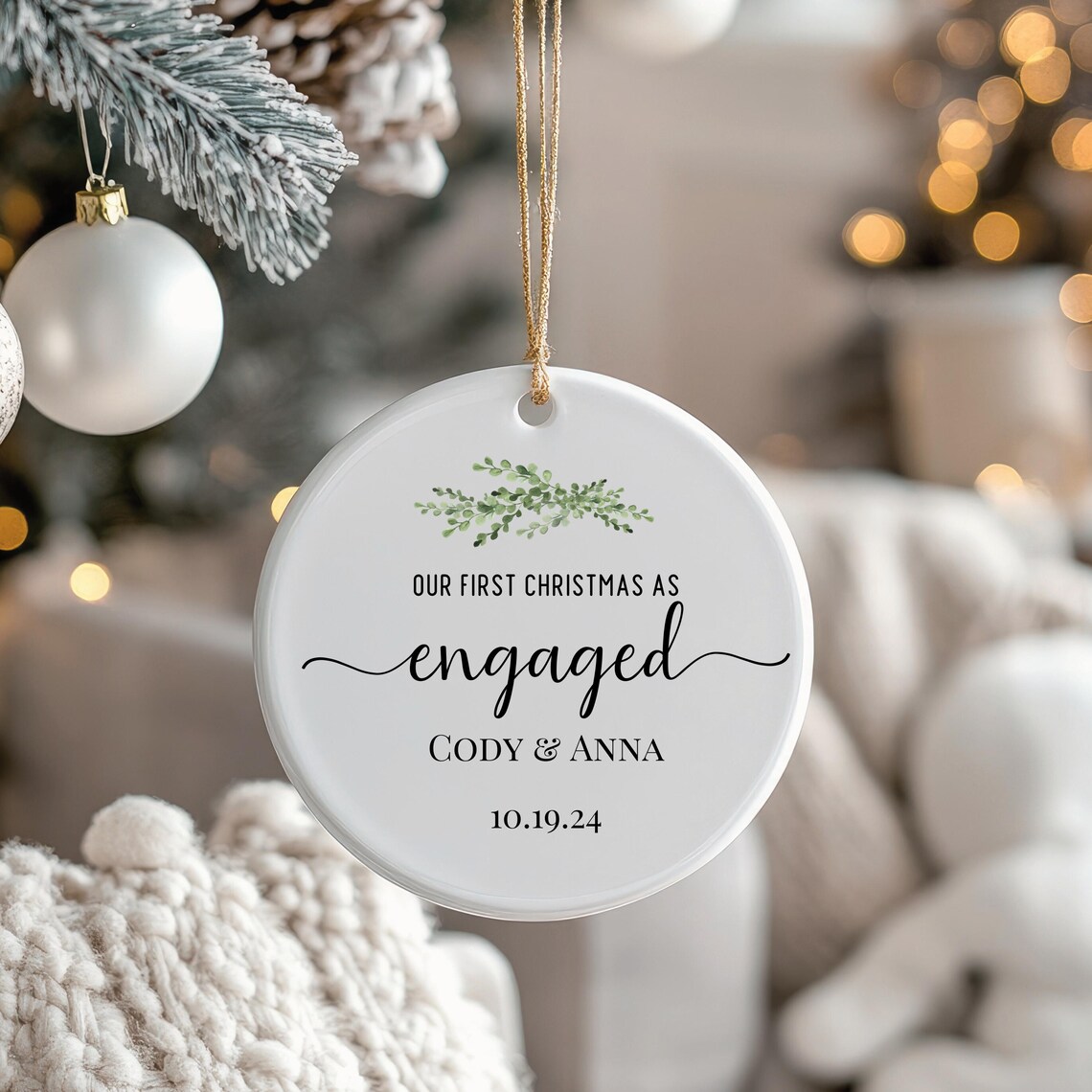 Engaged Tag Personalized Engagement Gift Ornament, First Christmas Engaged Gifts ...
