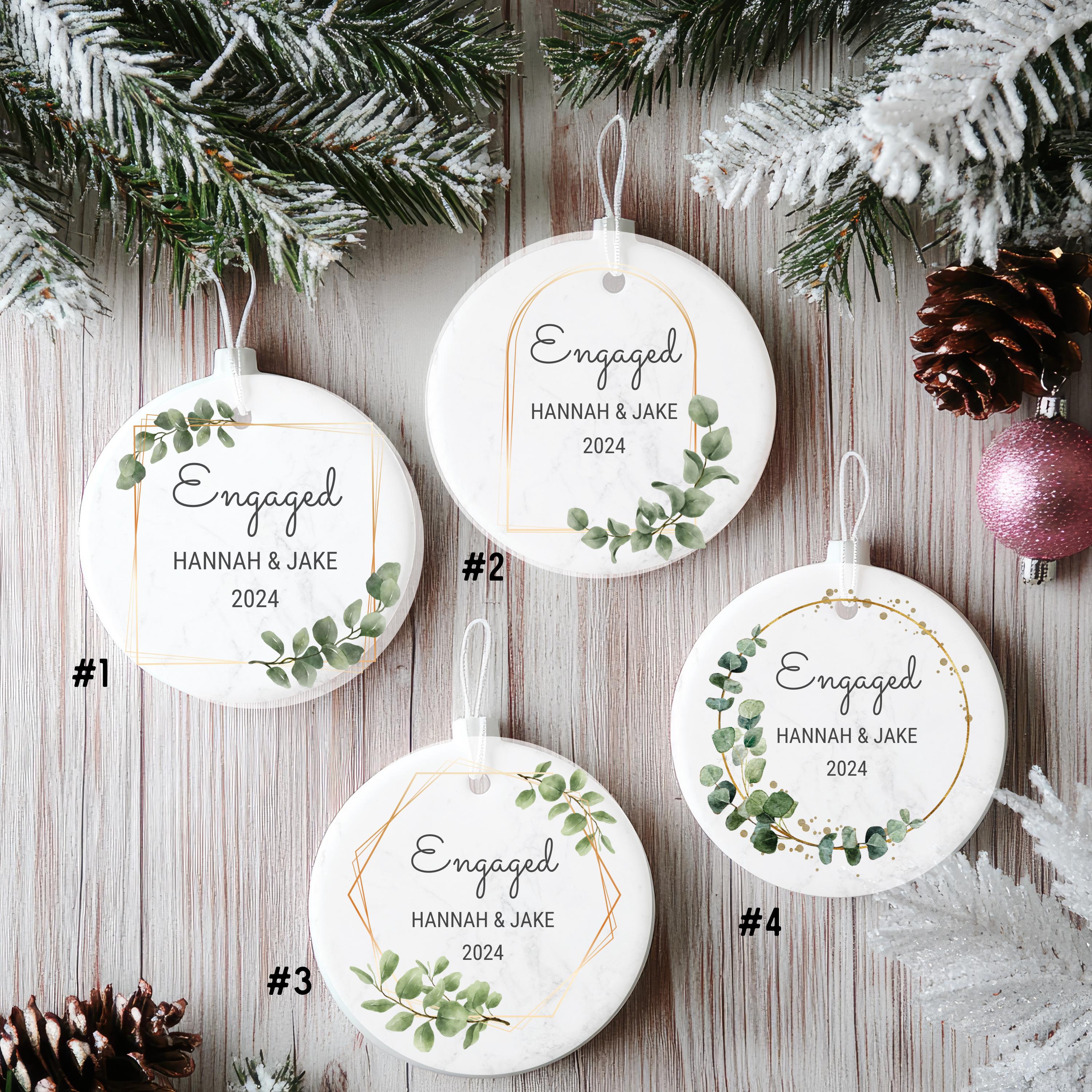 Engaged Tag Personalized Engagement Gifts Ornament, First Christmas Engaged Gift ...