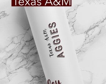Custom Name Texas A&M Aggies Tumbler-Monogram Cup-Class of 2024-Gift for Her-Cup with Straw-Personalize-Stainless Steel 20 oz