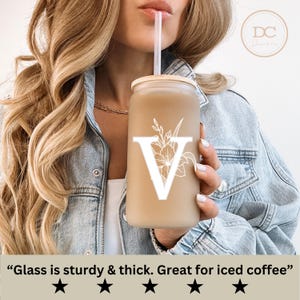 Custom Birth Month Flower Glass Cup, Personalized Glass Can Iced Tumbler with Name, Bridesmaid Proposal, Personalized Gifts for Birthday