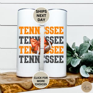 Tennessee Football Tumbler, Stainless Steel Tumbler for Tailgate, Gameday,Birthday Gift Tennessee Fan, Cute Orange Coquette Bow Football Cup