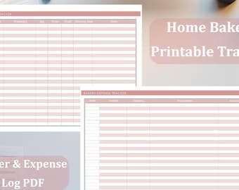 Printable Bakery Order & Expense Tracker | PDF Small Business Log | Home Baking Organizer
