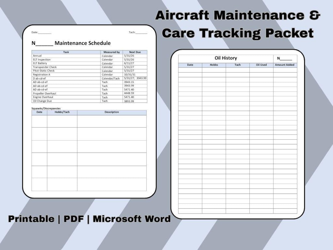 Example Flight Maintenance Report Handwritten Printable Aircraft Maintenance Logbook: Aviation Tracker (PDF) - Etsy