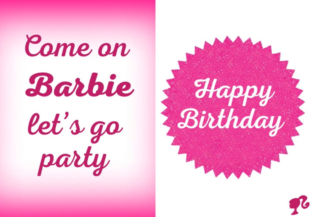 Barbie Birthday Card Digital Birthday Card Printable - Etsy