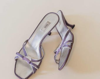 Prada Lavender Kitten Heels | Vintage Designer Sandals | Y2K Heels Size IT 38