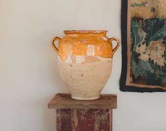 Antique Spanish Glazed Terracotta Pot | Rustic Earthenware Vessel | Primitive Farmhouse Decor | Confit Pot