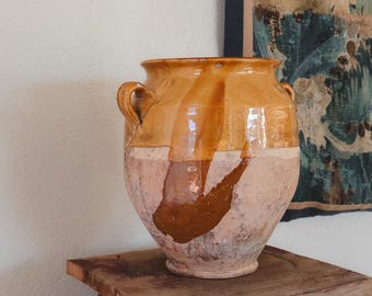 Antique Spanish Glazed Terracotta Confit Pot | Primitive Clay Jar | Farmhouse Pottery