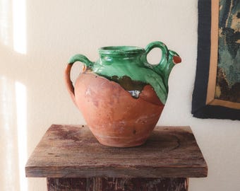 Antique Spanish Glazed Botijo | Andalusian Terracotta Water Vessel c. 1900