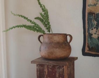 Antique French Earthenware Vase | European Pottery | Early 20th Century Terracotta Vessel