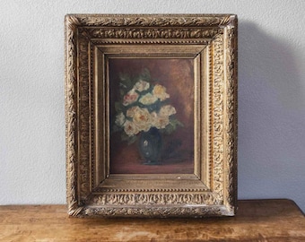 Antique Floral Oil Painting | European Still Life