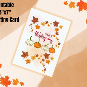 Happy Thanksgiving druckbare Karte, sofortiger Download PDF, Happy Thanksgiving Print zu Hause, innen leer, dankbare Familie und Freunde Gruß