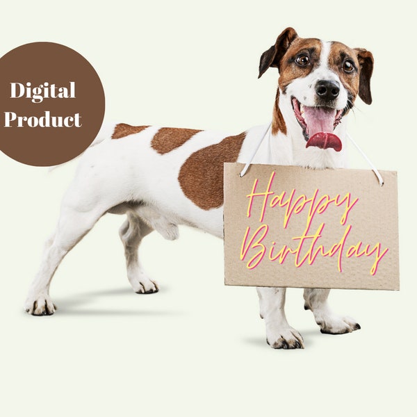 Printable Dog Birthday Card,  Gift Card, Dog Lover, Digital product, Instant Download