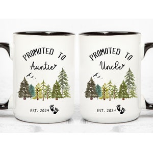 Promoted to Uncle and Aunt Mugs Uncle & Auntie Mugs Set Pregnancy Announcement Gift for Aunt and Uncle Baby Announcement Mugs New Aunt Mug