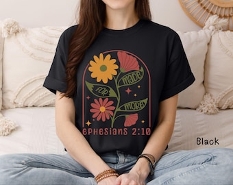 Boho kristen skjorta komfortfärger bibelvers t-shirt kristen klädsel religiös blommig skjorta Jesus tro skjorta grafisk tee kristen gåva
