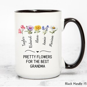 Grandma Birth Month Flower Mug Custom Grandma&#39;s Garden Mug Personalized with Birth Flowers Gift from Grandkids Mother&#39;s Day Gift Birthday