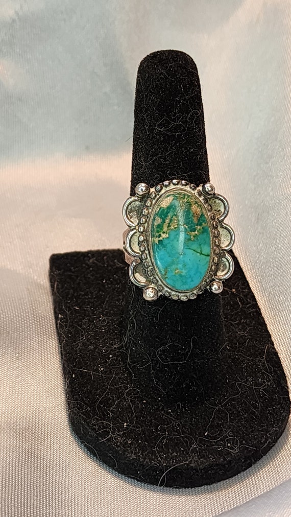 Vintage Sterling Silver and Turquoise Ring - image 1