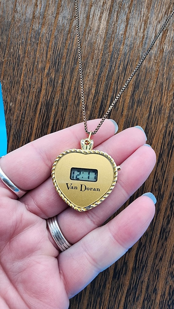 Vintage Van Doran Heart Watch Necklace