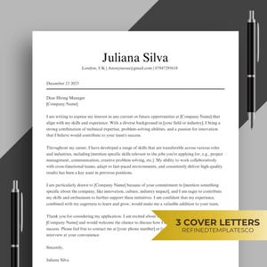 Plantilla de carta de presentación para estudiantes de posgrado / 3 plantillas de Canva y Word / Sin experiencia, trabajos de posgrado y prácticas