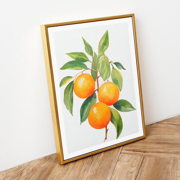 Watercolor Oranges - Digital Print, Citrus Fine Art, Orange Artwork modern watercolor illustration fruit yellow orange boho home decor