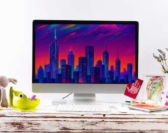 Aurora Borealis Wallpaper: Northern Lights Night Sky Digital Art (1920x1080px Digital Download