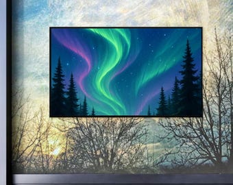 Retro Synthwave Desert Wallpaper: 80s Palm Sunset (Digital Download)