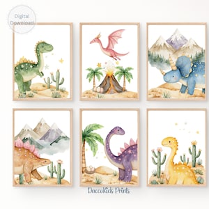 Playroom Dino Decor Set – Fun Dinosaur Themed Prints for Kids Room, Digital Download