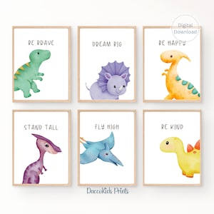 Watercolor Dinosaur Prints: Kids Nursery Wall Art (Digital Download)