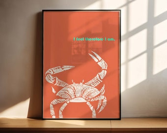 Cancer Zodiac Art Print: Orange Crab Horoscope (PDF & JPEG)