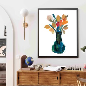 Abstract Flowers in Vase Art Print: Modern Brushstrokes (PDF & JPEG)