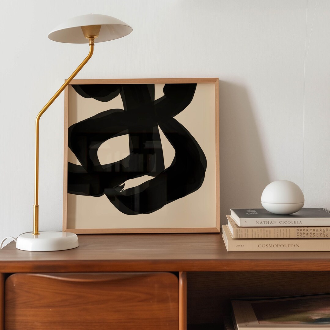 Black and Tan Abstract Art Print: Modern Geometric Artwork (10x10 ...