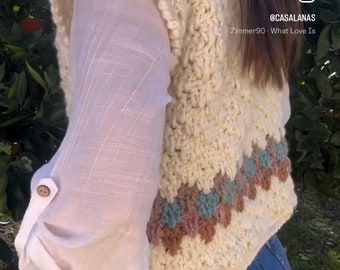 Crochet pattern for a vintage rustic vest in Spanish