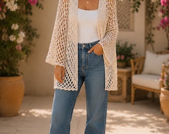 Crochet Video Tutorial in Spanish + PDF Pattern | Malibu Cape | Openwork Kimono | Step by Step | All Sizes