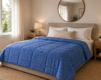 Blue Quilted Denim Texture Duvet Cover