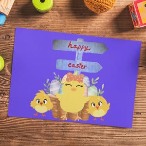 Cartes de vœux mignonnes de Pâques | Joyeuses Pâques, cartes de printemps, voeux de Pâques uniques, carte de voeux festive
