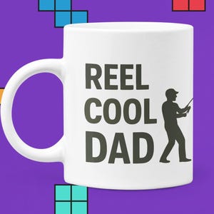 Reel Cool Dad Fishing Mug | Perfect Gift for Father&#39;s Day, Birthday, Fishing Enthusiasts, Coffee, Kitchen Essential Mug, Dad Mug Gift