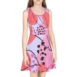 Colorful Floral Girl&#39;s Sundress Summer Party Dress Girls&#39; Sleeveless Pink Sundress Floral Girl&#39;s Vacation Wear Girl&#39;s Casual  Sundress Gift