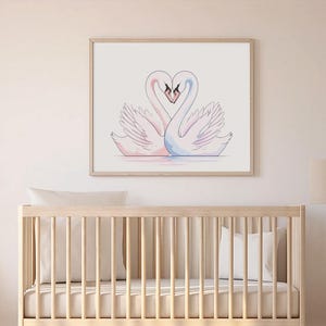 Rolled Posters, Swan Love Poster, Watercolor Swans Poster, Love Gift Poster, Elegant Wall Art, Swan Print Wall Art, Wall Decor, Gift for Her