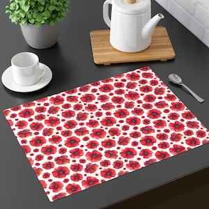 Red Blossom Placemat - Eye-Catching Table Mat for Everyday Use  Floral Design Placemat for Dining Table Accessory Essential Home Decor Gift