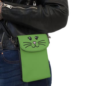 Monedero pequeño para teléfono móvil con diseño de gato, moderno monedero para teléfono, monedero compacto para teléfono, regalo único para ella