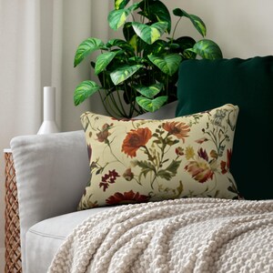 Renaisance Floral Spun Polyester Lumbar Pillow