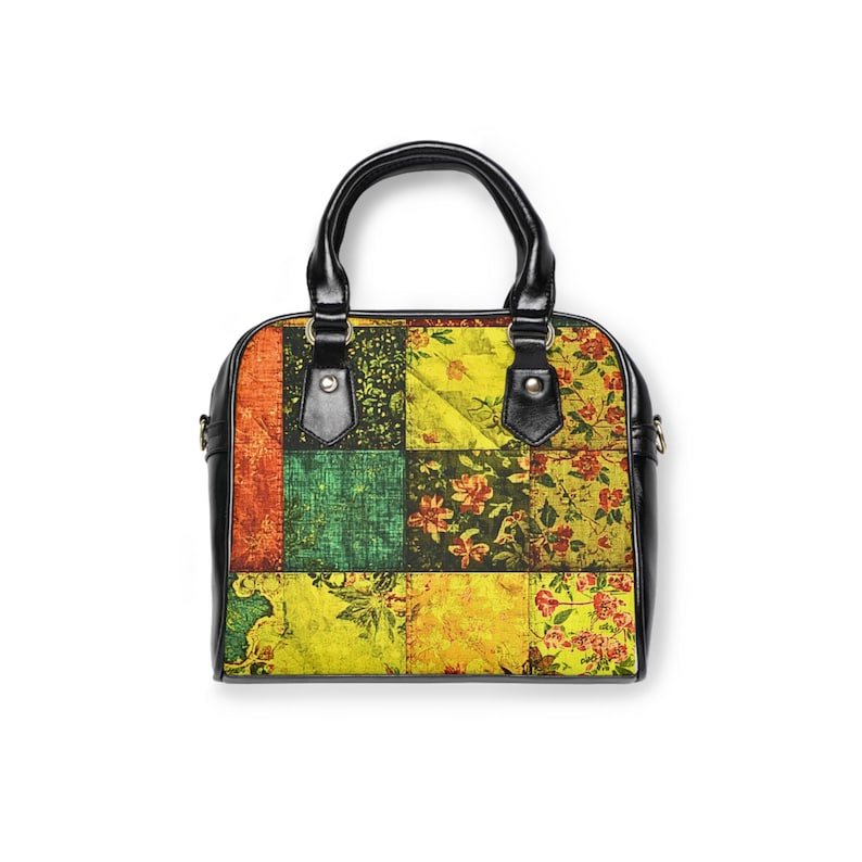 Vintage Patchwork Floral Shoulder Handbag, Multicolor Floral Crossbody Purse 画像 4