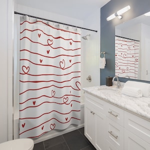 Heart Lines Shower Curtains