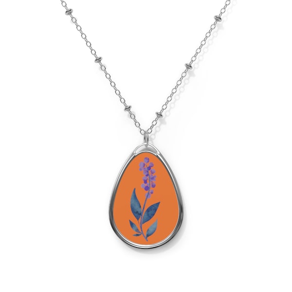 Hand Painted Botany Oval Necklace