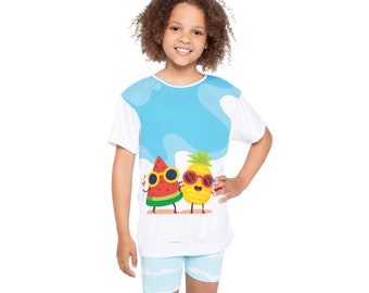 Summer Beach Watermelon Pineapple Fruit & Beverages Kids Sports Jersey (AOP)