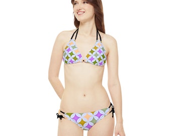 Circles and Shapes Strappy Bikini Set (AOP)