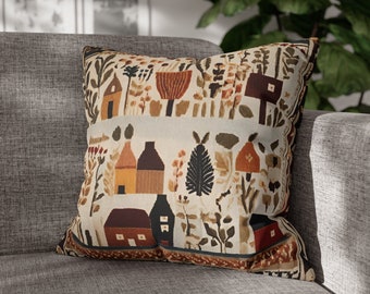 Scandinavian Bohemian Art Pattern Spun Polyester Square Pillowcase