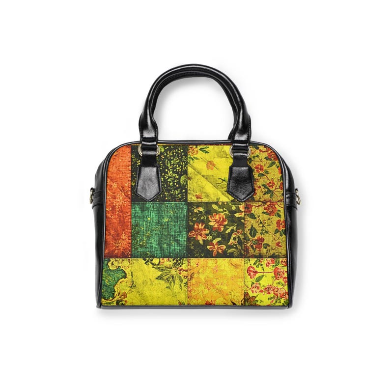 Vintage Patchwork Floral Shoulder Handbag, Multicolor Floral Crossbody Purse 画像 6