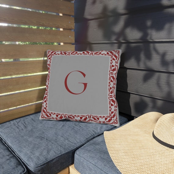 Monogram G Textured Otomi Border Outdoor Pillows Etsy