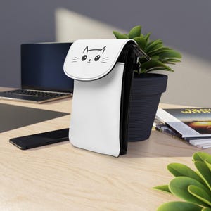 Cartera pequeña para teléfono móvil con temática de gatos, bonito bolso cruzado, ideal para amantes de los gatos y dueños de mascotas, accesorio de moda, idea de regalo.